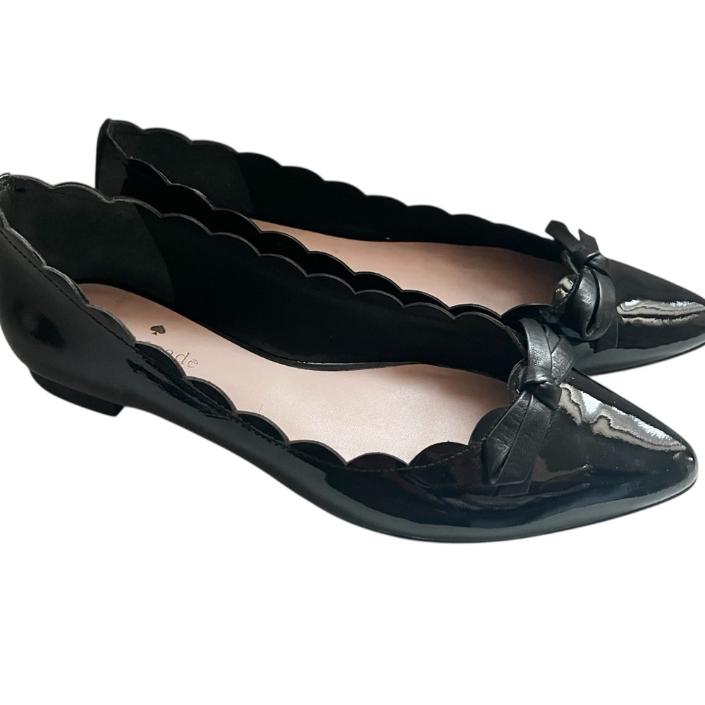 Kate Spade Black Patent Scalloped Flats